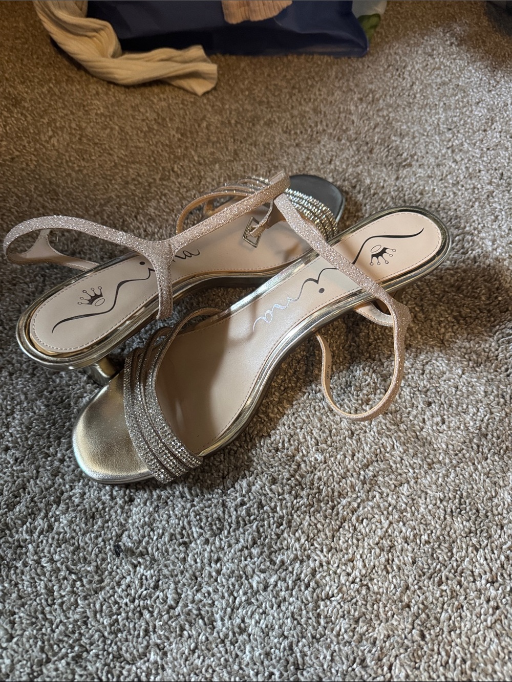 Nina Metallic Champagne Strappy Low Heel Sandals